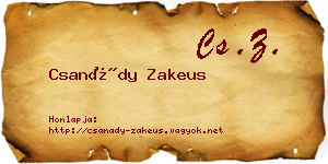 Csanády Zakeus névjegykártya